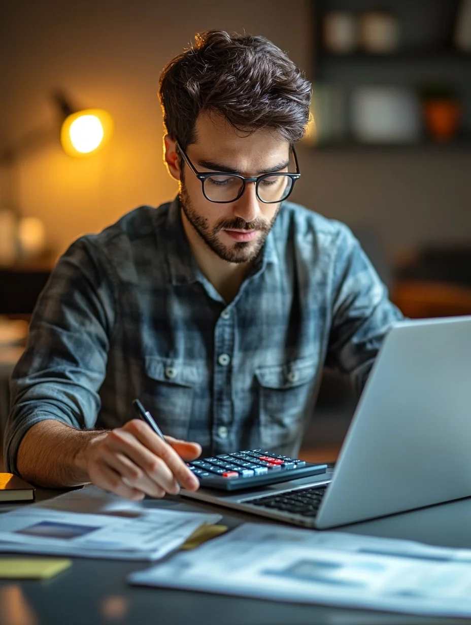 Man calculating loan payments